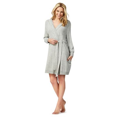 Grey knitted hooded cardigown